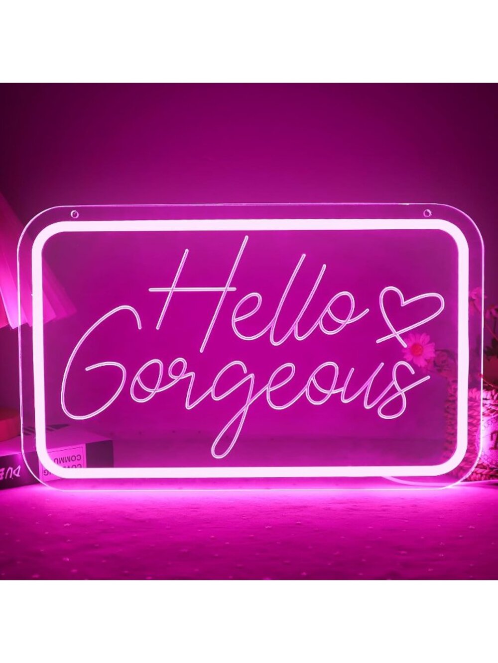 Hello Gorgeous Neon Sign Pink Dimmable Hello Gorgeous Led Hello Gorgeous Neon